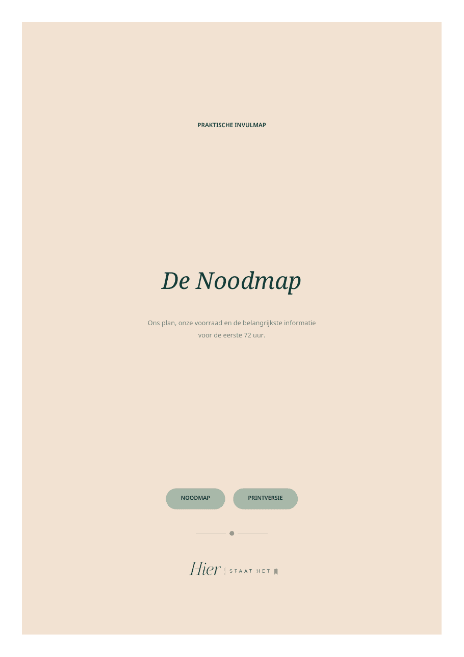 Voorblad van de invulmap De Noodmap