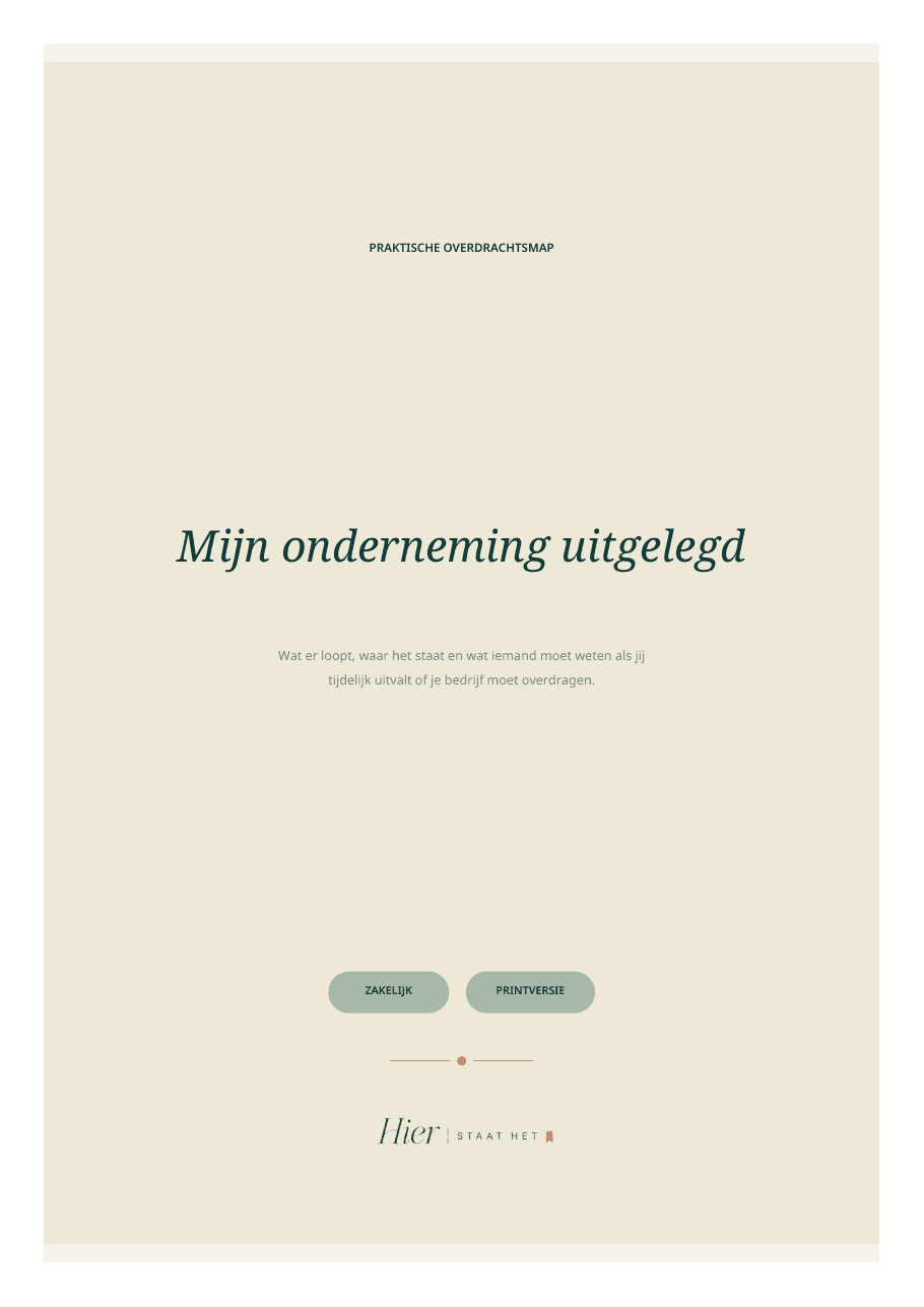 Voorblad van de invulmap Mijn onderneming uitgelegd