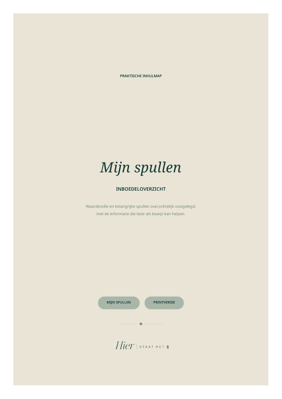 Voorblad van de invulmap Mijn Spullen
