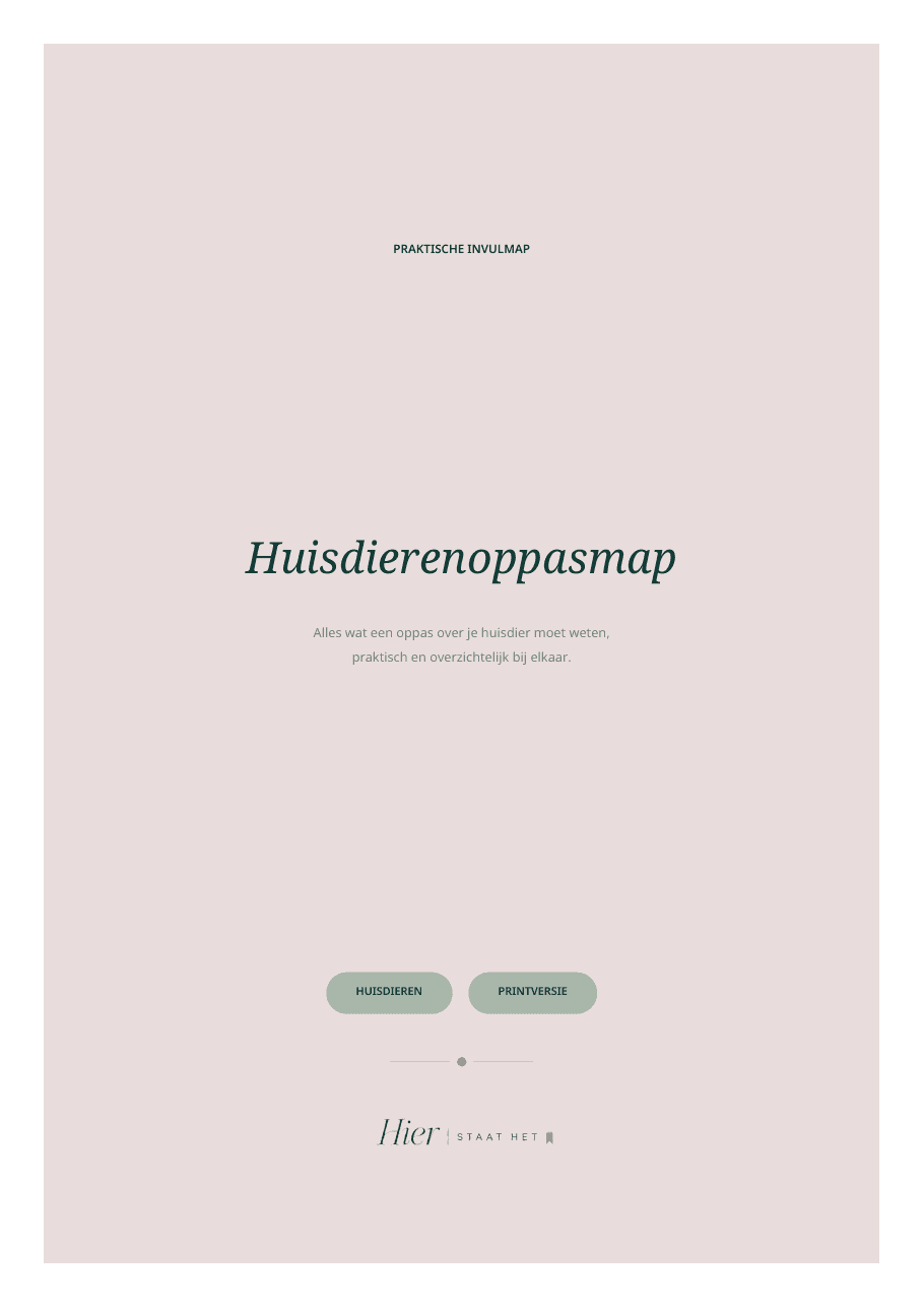 Voorblad van de Huisdierenoppasmap
